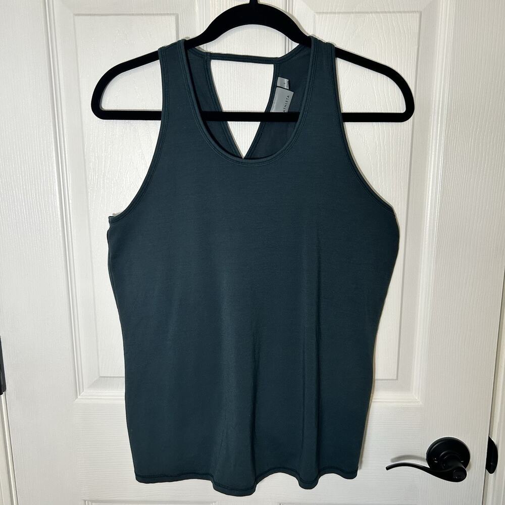 Athleta Essence Size Small Tie-Back Tank Top Dark Teal Green